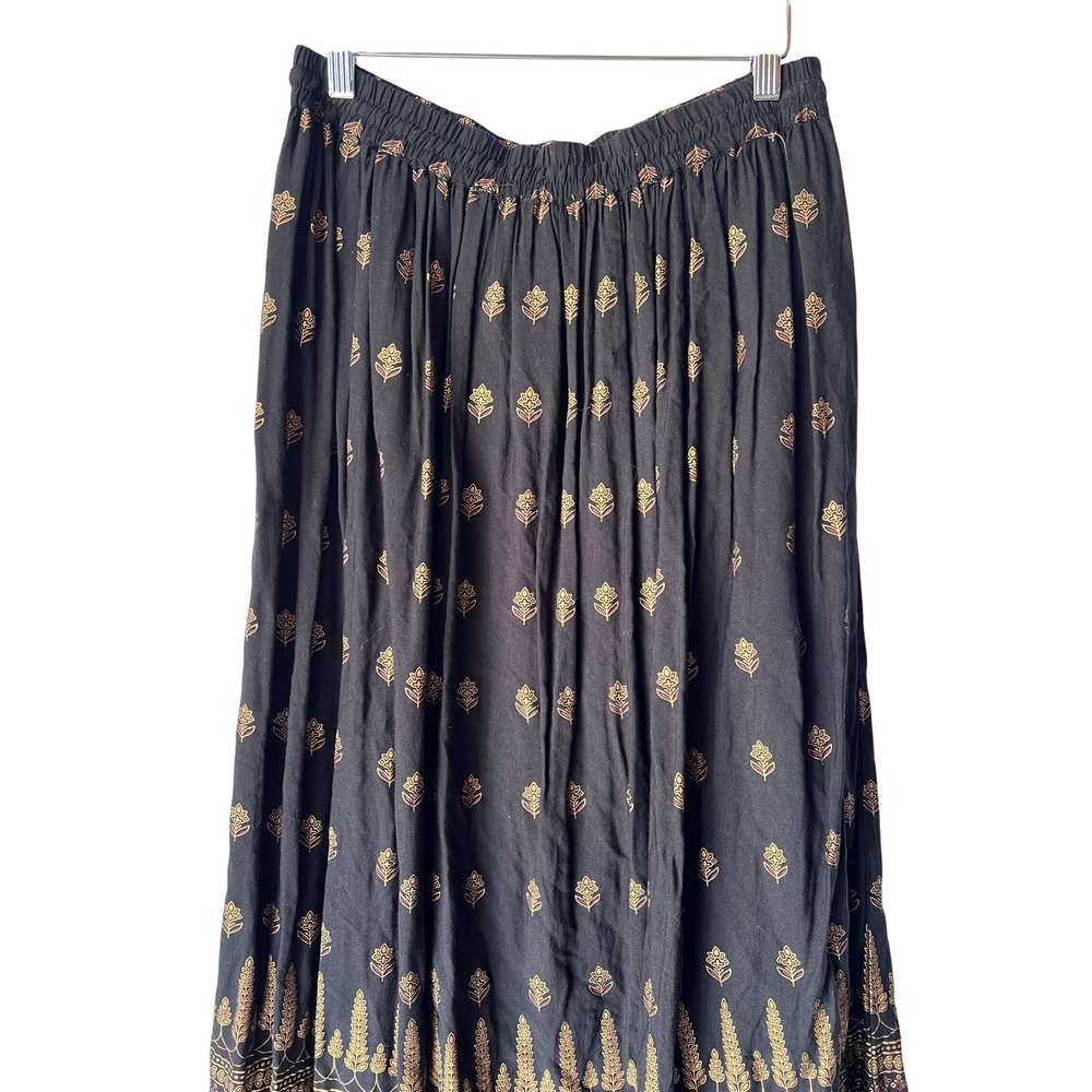 Gypsie Blu Women's Gold Foil Print Black RAYON Wear Boho Skirts size Medium - Picture 7 of 11